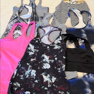 Lululemon bundle 7 tank tops and 1 bra size 4